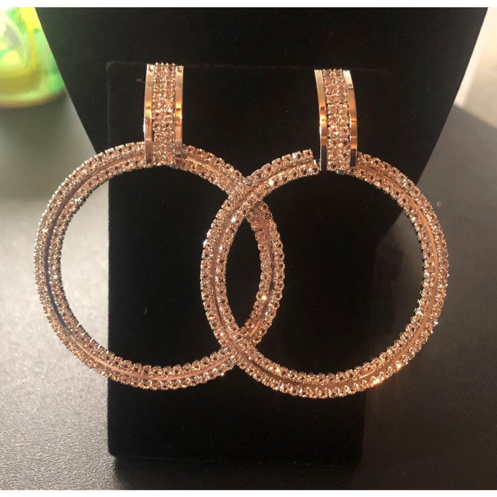 Silver Tone Dangling Big Stud Earrings